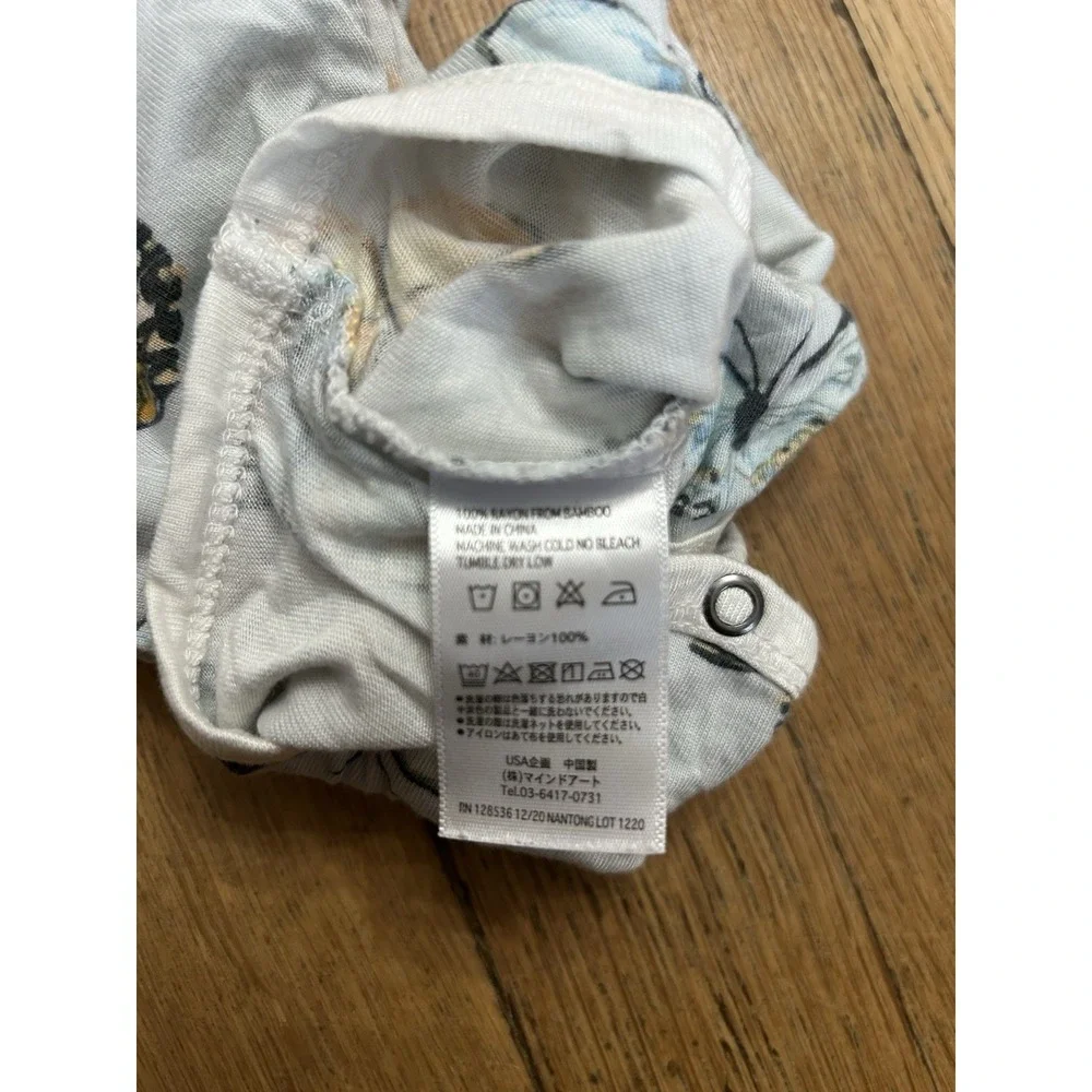 12-18M Milkbarn Blue Butterflies One Piece Top Snug Fit Buttery Soft Bamboo